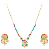 NAVRATNA  SQUARE NECKLACE SET