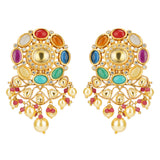 NAVRATNA  SQUARE NECKLACE SET