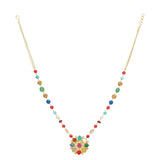 NAVRATNA FLOWER PENDANT SET
