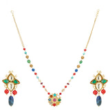 NAVRATNA FLOWER PENDANT SET