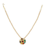 NAVRATNA FLOWER PENDANT SET