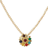 NAVRATNA FLOWER PENDANT SET