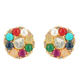 NAVRATNA FLOWER PENDANT SET