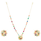 NAVRATNA ROUND PENDANT SET