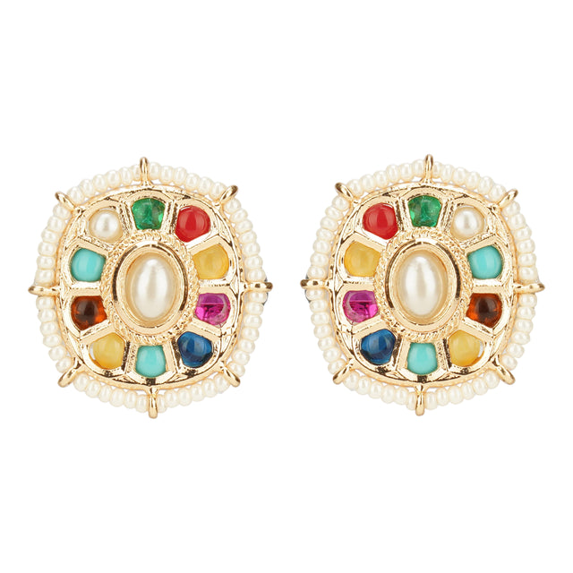 NAVRATNA ROUND PENDANT SET