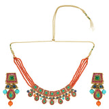 NAVRATNA GOLD PLATED PAN NECKLACE SET