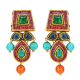 NAVRATNA GOLD PLATED PAN NECKLACE SET