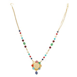 NAVRATNA FLOWER PENDANT SET