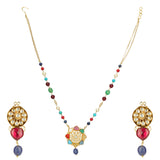 NAVRATNA FLOWER PENDANT SET