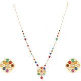 NAVRATNA SQUARE PENDANT SET