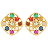 NAVRATNA SQUARE PENDANT SET