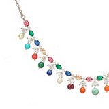 NAVRATNA SILVER PLATED NECKLACE  SET