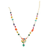 NAVRATNA FLOWER PENDANT SET