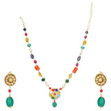 NAVRATNA FLOWER PENDANT SET