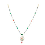 NAVRATNA FLOWER PENDANT SET