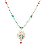 NAVRATNA FLOWER PENDANT SET