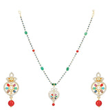 NAVRATNA FLOWER PENDANT SET