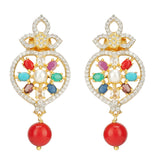 NAVRATNA FLOWER PENDANT SET