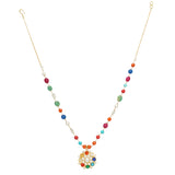 NAVRATNA FLOWER PENDANT SET
