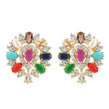 NAVRATNA FLOWER PENDANT SET
