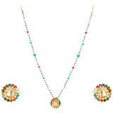 NAVRATNA PENDANT FLOWER SET