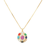 NAVRATNA GOLD PLATED  PENDANT SET