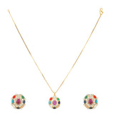 NAVRATNA GOLD PLATED  PENDANT SET