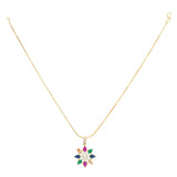 NAVRATNA FLOWER PENDANT SET