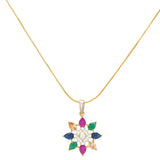NAVRATNA FLOWER PENDANT SET