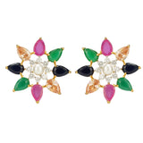 NAVRATNA FLOWER PENDANT SET