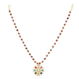 NAVRATNA FLOWER PENDANT SET