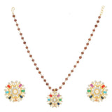 NAVRATNA FLOWER PENDANT SET