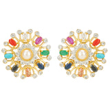 NAVRATNA FLOWER PENDANT SET