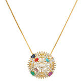 NAVRATNA ROUND PENDANT SET