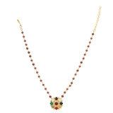 NAVRATNA FLOWER PENDANT SET
