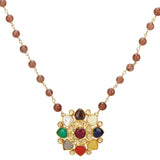 NAVRATNA FLOWER PENDANT SET