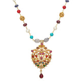 NAVRATNA GOLD PLATED  PENDANT SET