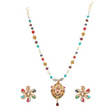 NAVRATNA GOLD PLATED  PENDANT SET