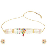 NAVRATNA ROUND PEARLS NECKLACE SET