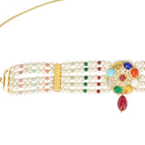 NAVRATNA ROUND PEARLS NECKLACE SET