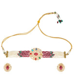 NAVRATNA FLOWER CHOKER SET