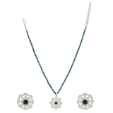 HEERA FLOWER SILVER PENDANT SET