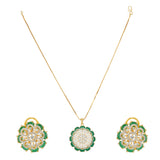 HEERA FLOWER GREEN PENDANT SET