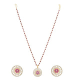 HEERA FLOWER ROUND PENDANT SET