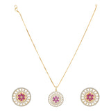 HEERA GOLD PLATED ROUND PENDANT SET
