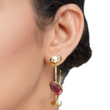 Gold Plated Panaash Kundan Tourmaline Hoop Earrings