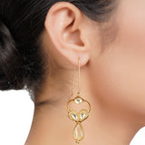 Gold Plated Panaash Kundan Citrine Loop Earrings