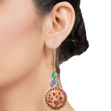 Gold Plated Panaash Peacock Loop Earrings