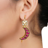 Gold Plated Panaash Moon To the Stars Kundan Hoop