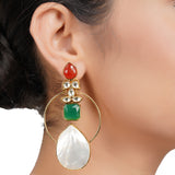 Gold Plated Panaash Kundan Hoop Earrings